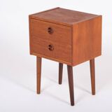 Bedside Table with 2 Drawers in Teak, Denmark, 1960s