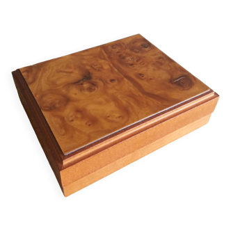Burl wood box for playing cards