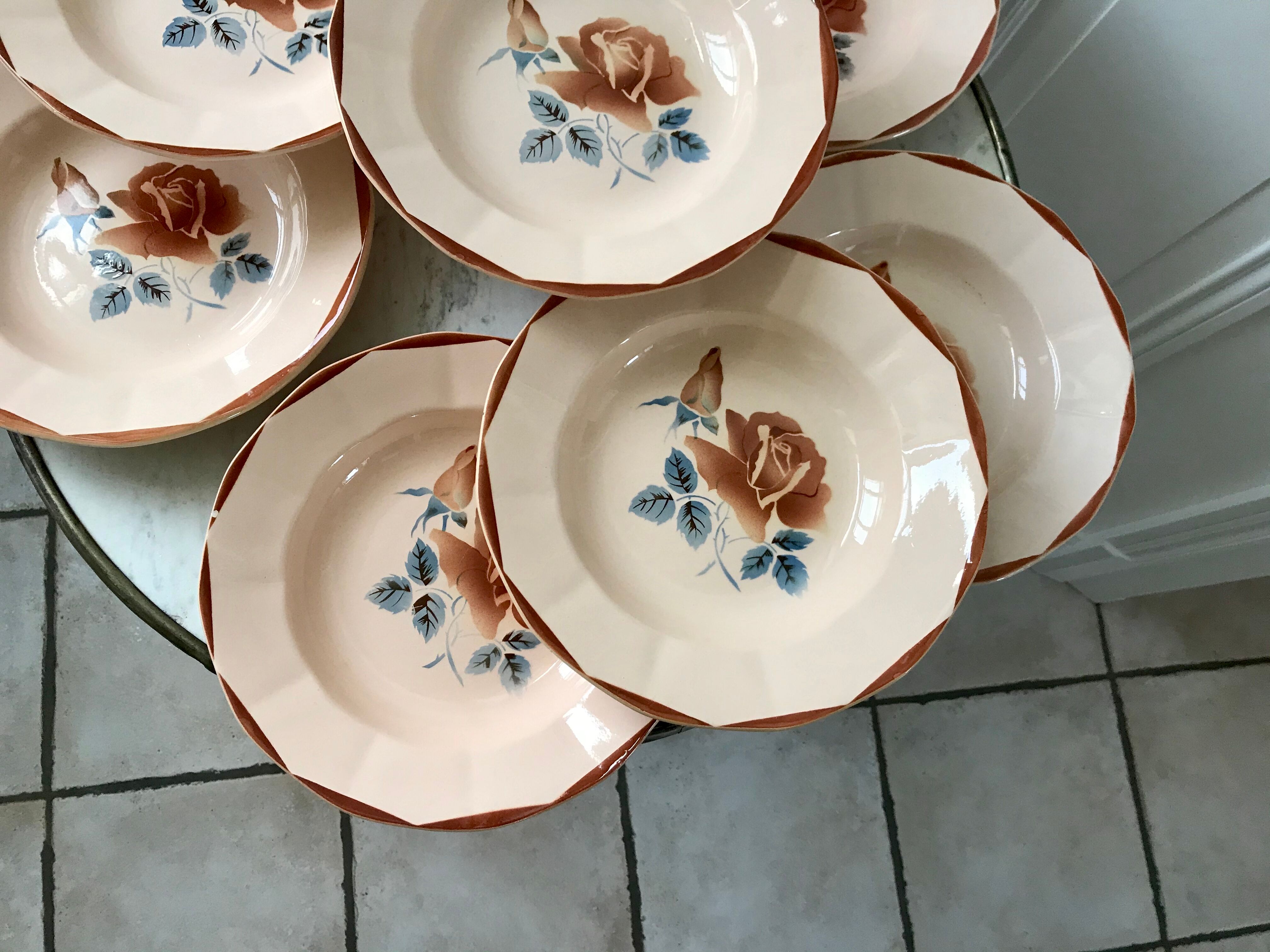 Set of 8 hollow plates Digoin Sarreguemines years 30-40