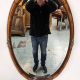 Art Deco Flamed Mahogany Oval Mirror Circa 1910
