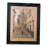 Hand-painted Flemish engraving signed R.VERHULST 1943