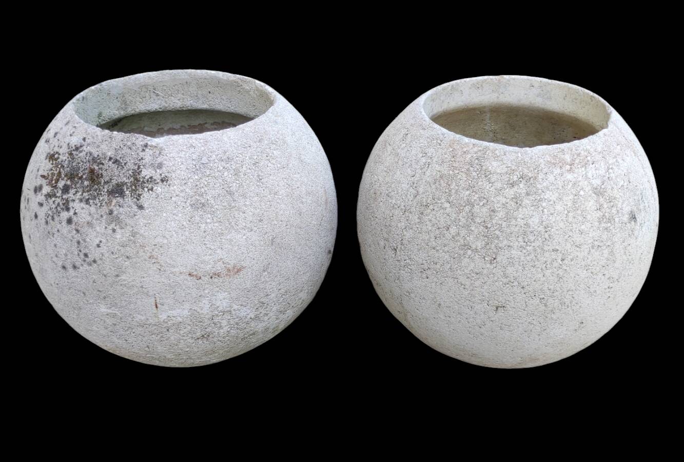 Pair of vintage sphere ball planters