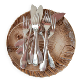 Fish cutlery for 6 Christofle Godrons initials E. L. circa 1910-20