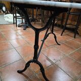 Cast iron bistro table with marble top
