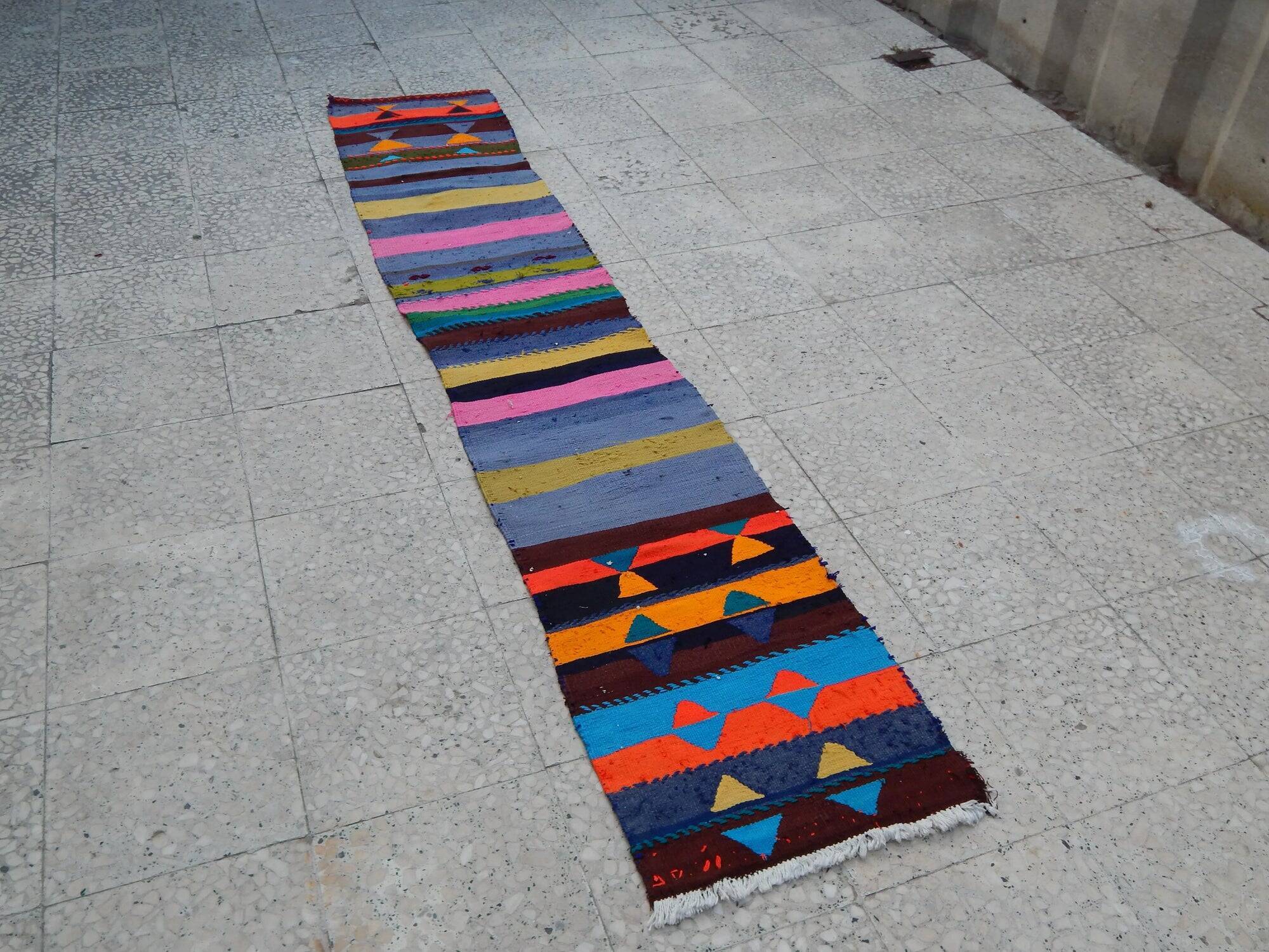 Vintage Turkish hallway rug 47x248 cm