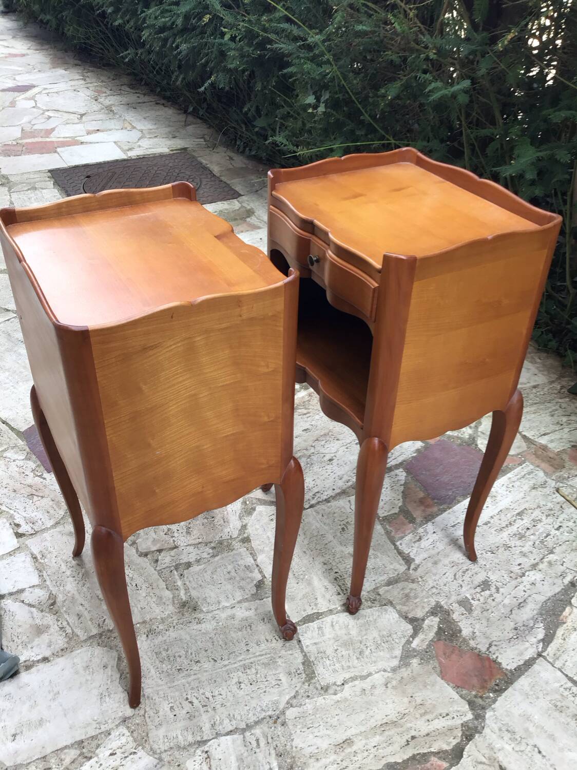 Pair of Louis XV style bedside tables in solid wood