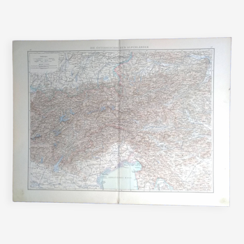 une carte géographique issue Atlas Richard Andrees 1887 die Osterreichischen  Alpenländer