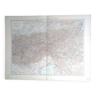 une carte géographique issue Atlas Richard Andrees 1887 die Osterreichischen  Alpenländer