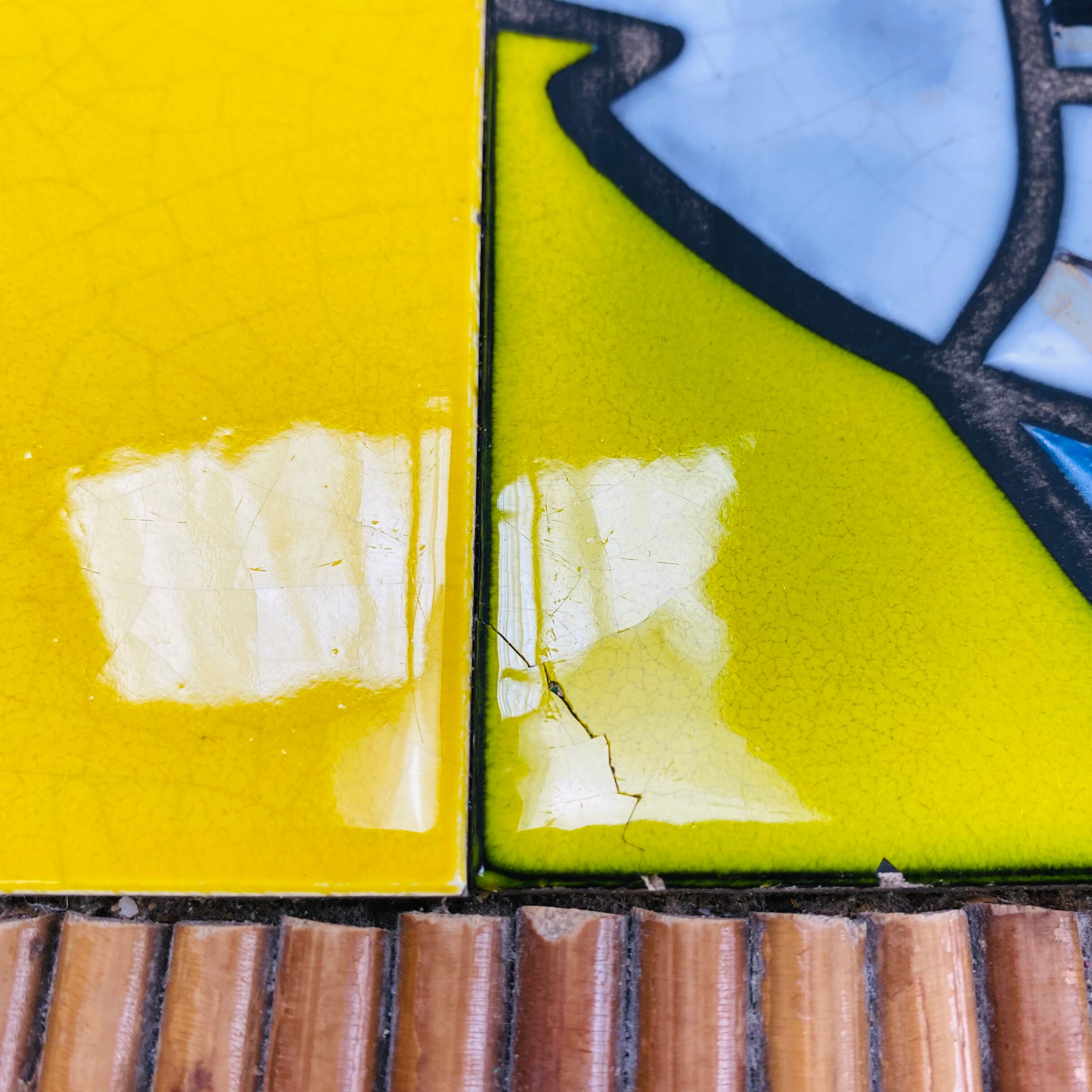 Roger Capron coffee table in ceramic and rattan, fish model