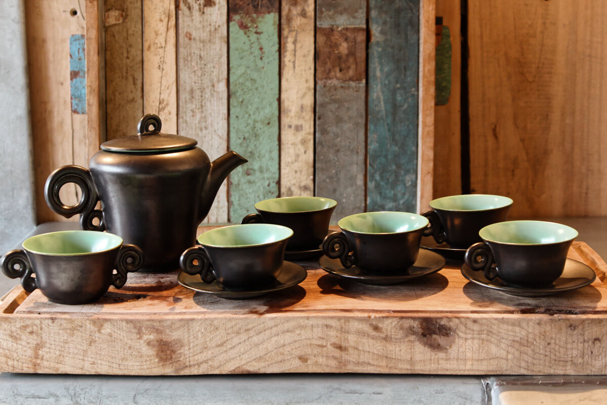 Tea service, 1950s - Accolay's faience