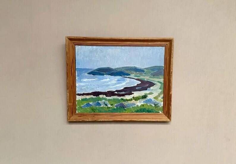 Original Swedish Oil on Panel – “Coastal Landscape” by Curt Rydell – Signed – Vintage & Framed – 33 × 40 cm (13" × 15.7")