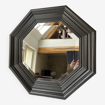 Miroir octogonal biseauté en bois