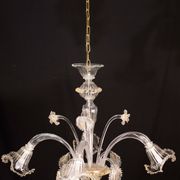 Charming vintage Venetian chandelier, transparent and gold Murano glass, 1970s