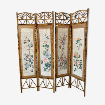 Hand-painted wicker screen
