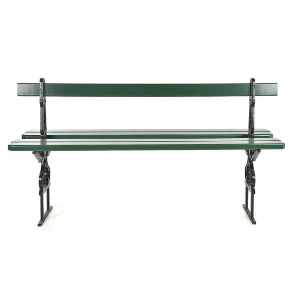 Banc public parisien Davioud en fonte noir et bois vert
