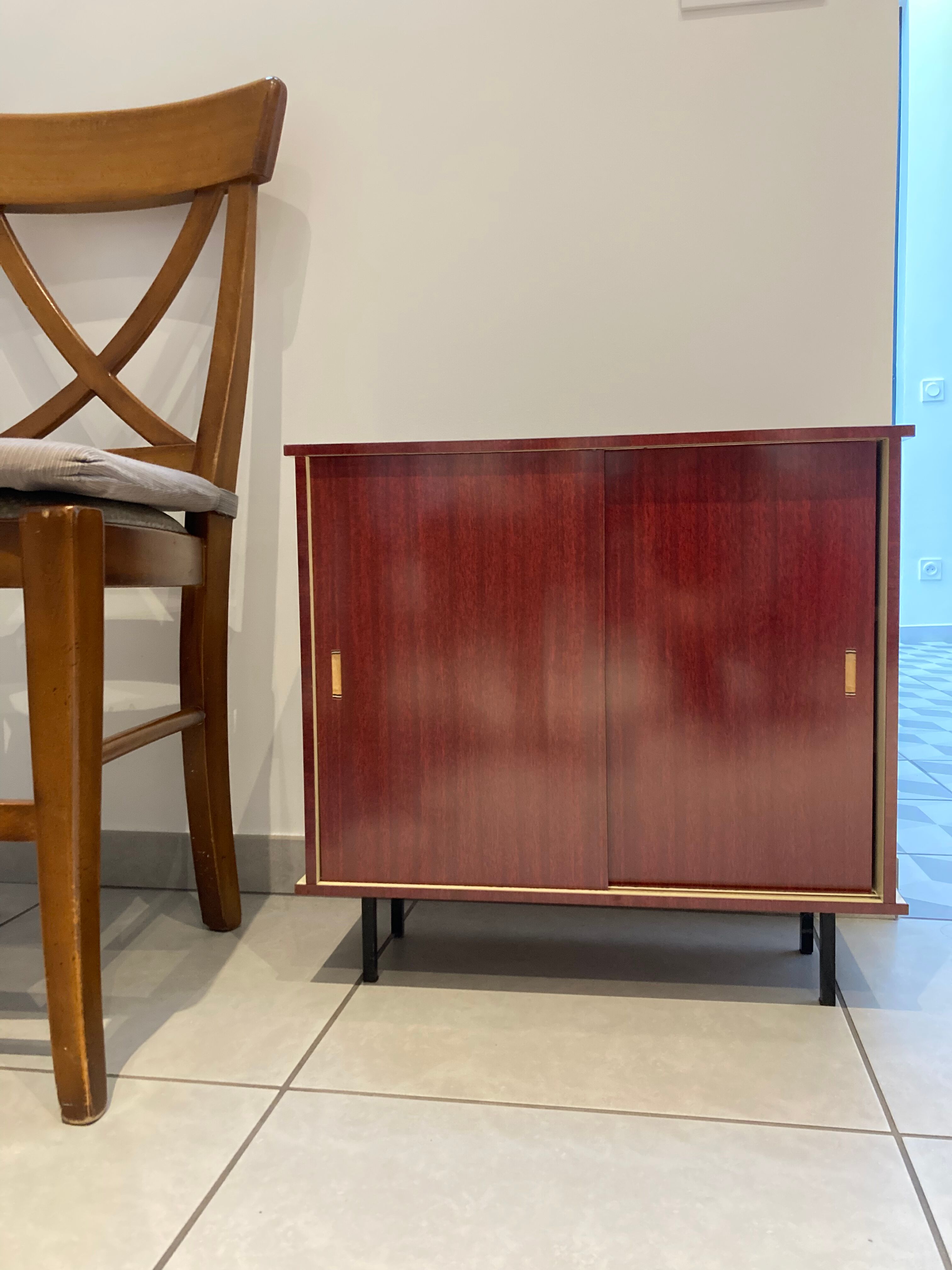 Doll cabinet 50s formica and varnished wood