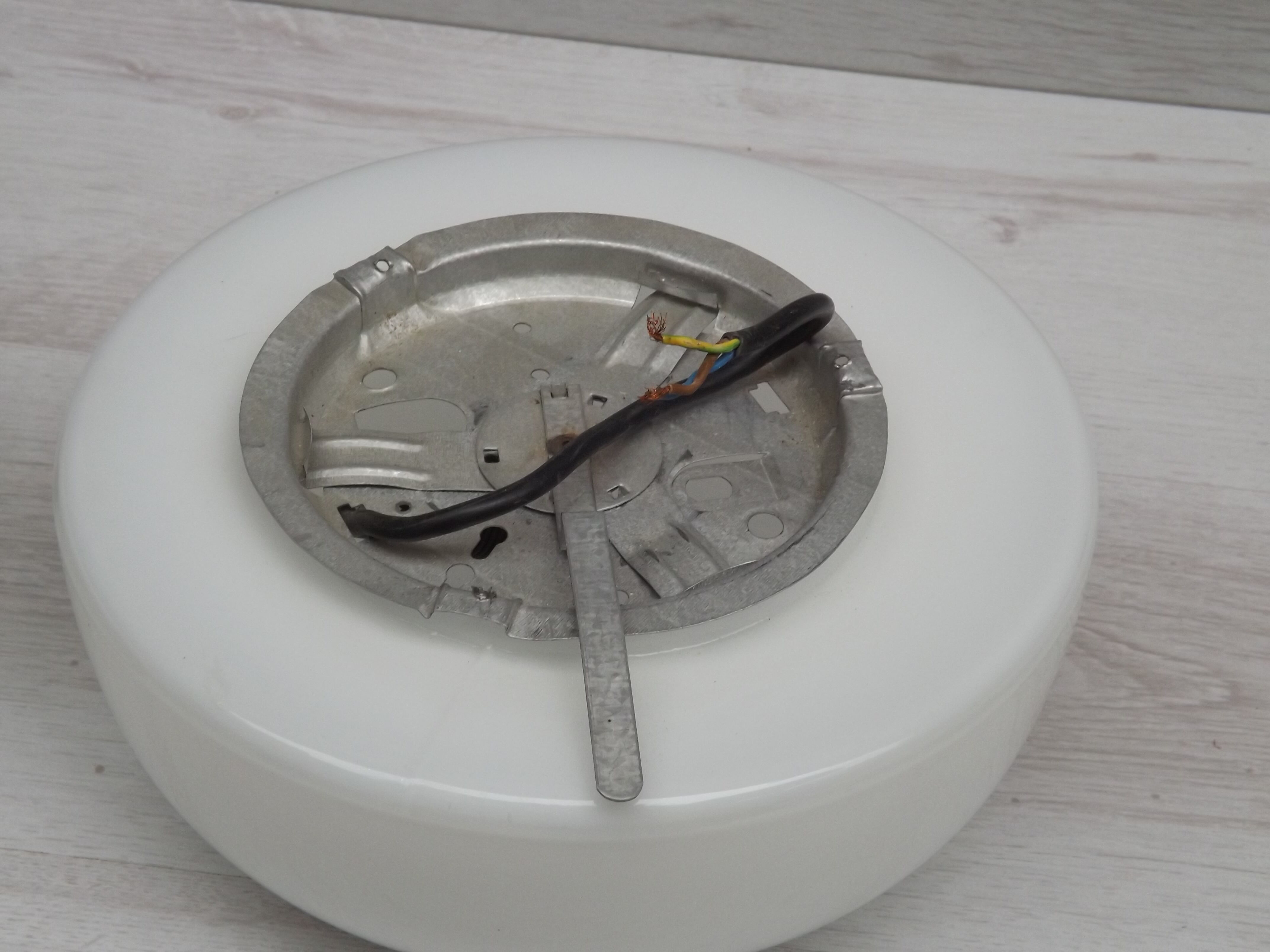 Set of two ceiling lights in white opaline, 60-70s