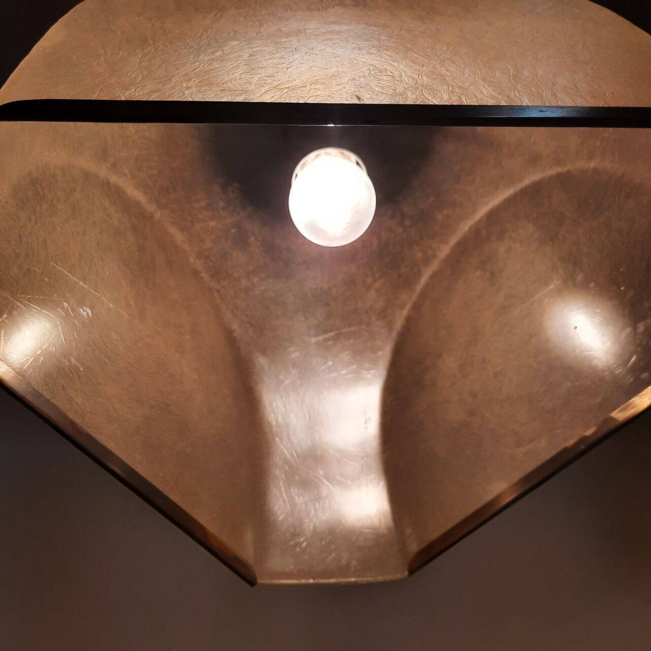 Pair of Lamperti vintage chandeliers in fiberglass and brass