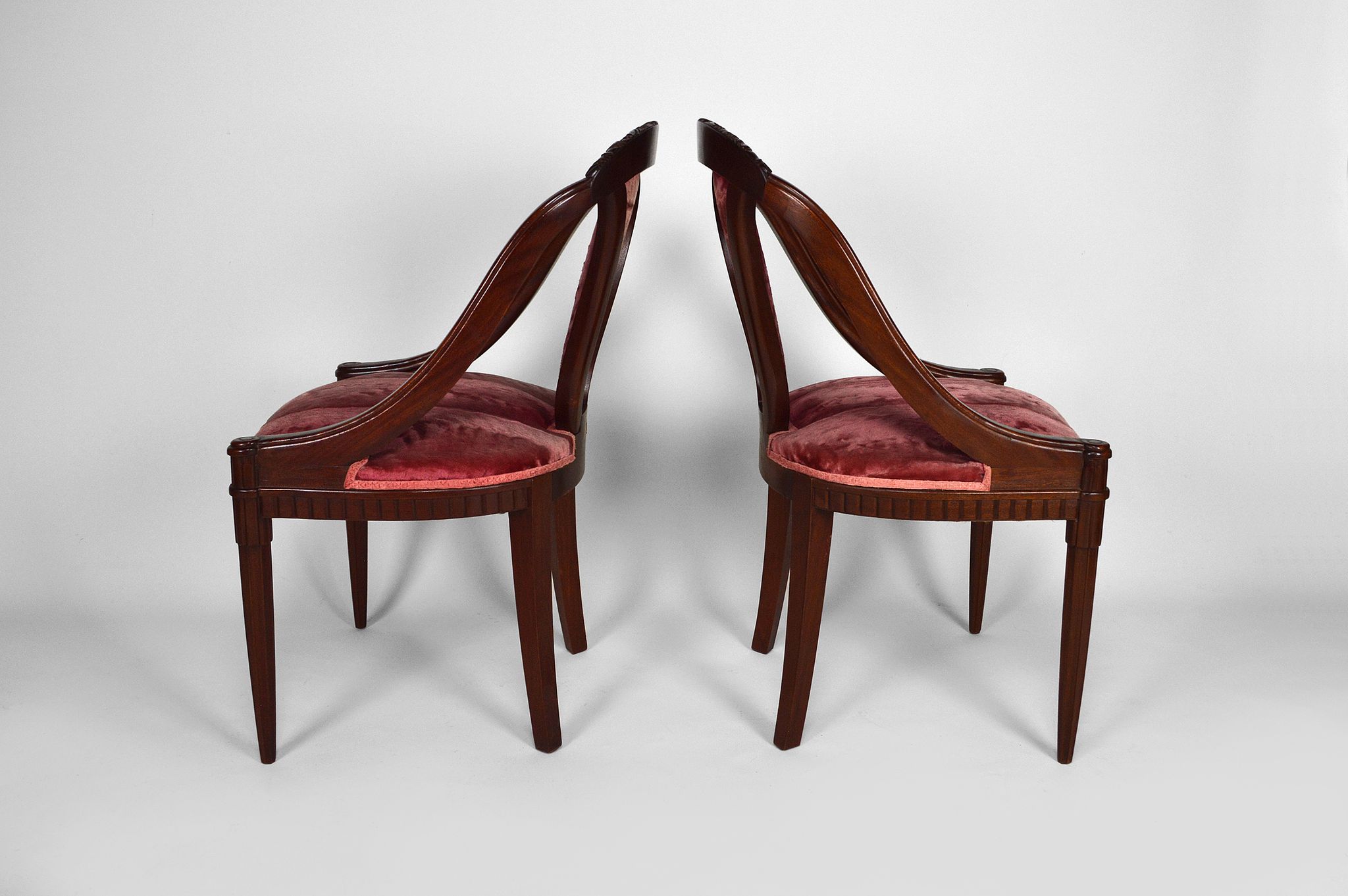 Art Deco Salon by Paul Follot in pink velvet, circa 1920