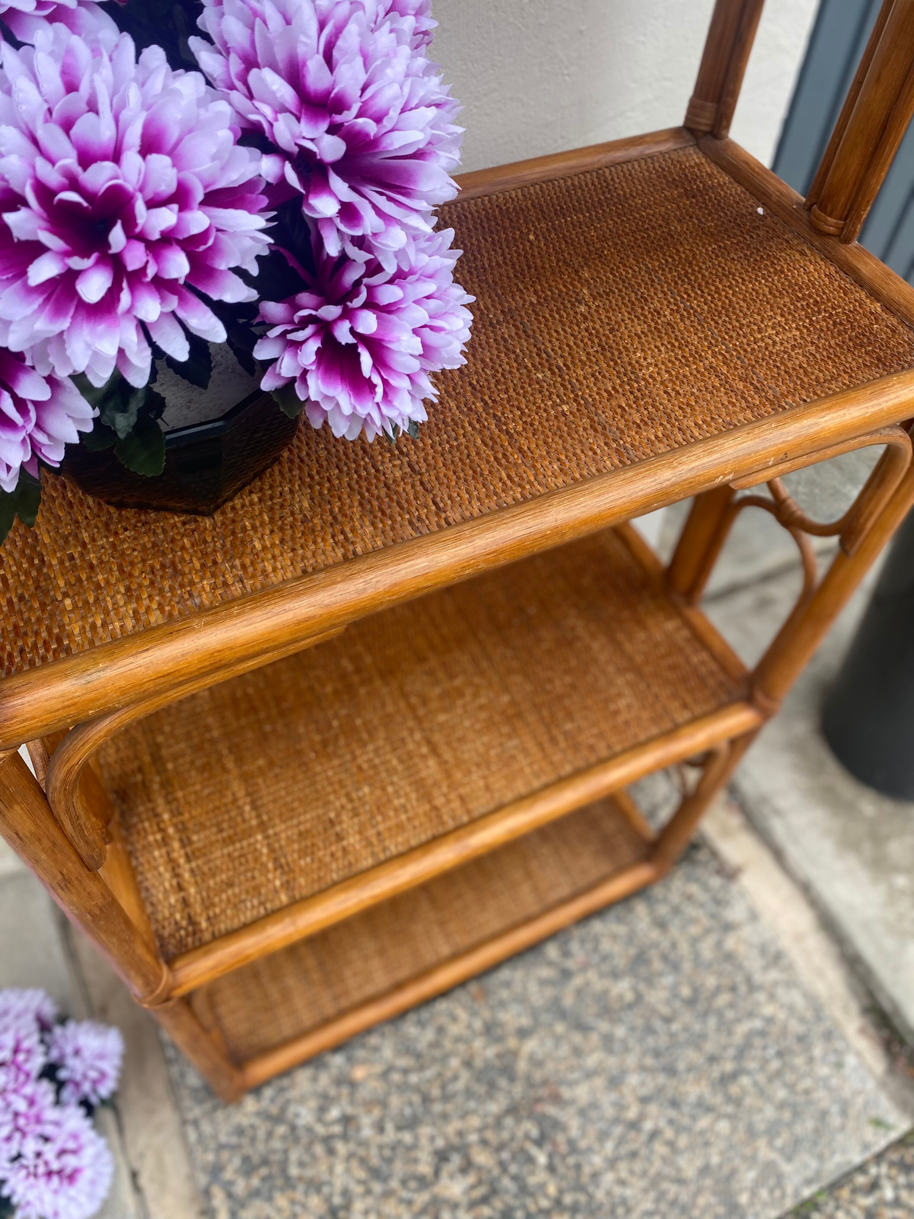 Antique rattan bookcase