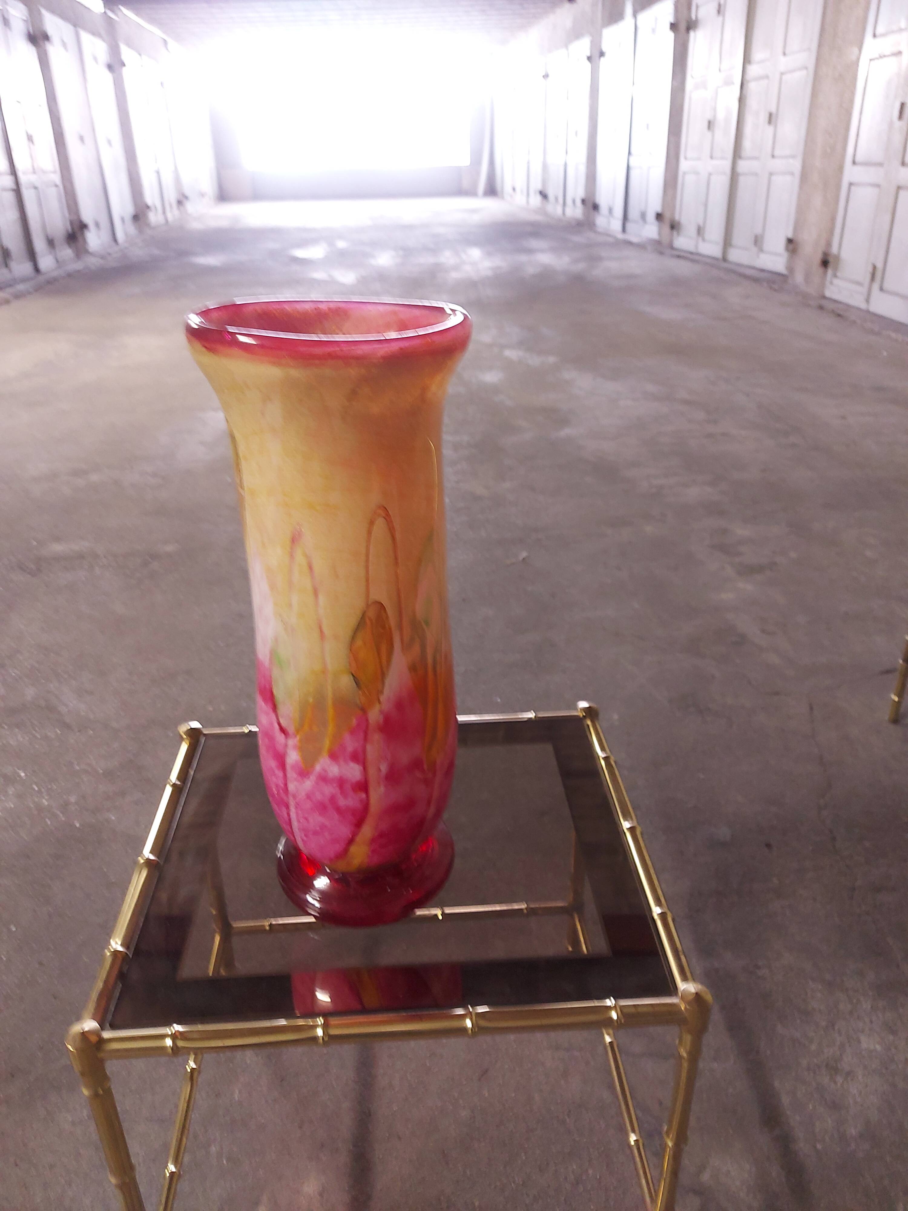 LARGE BIOT BLOWN GLASS VASE, SABA FRERES