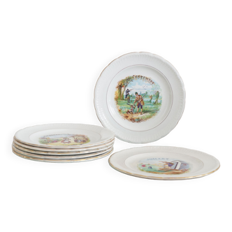 Service of 7 dessert plates St Amand with the months of the year