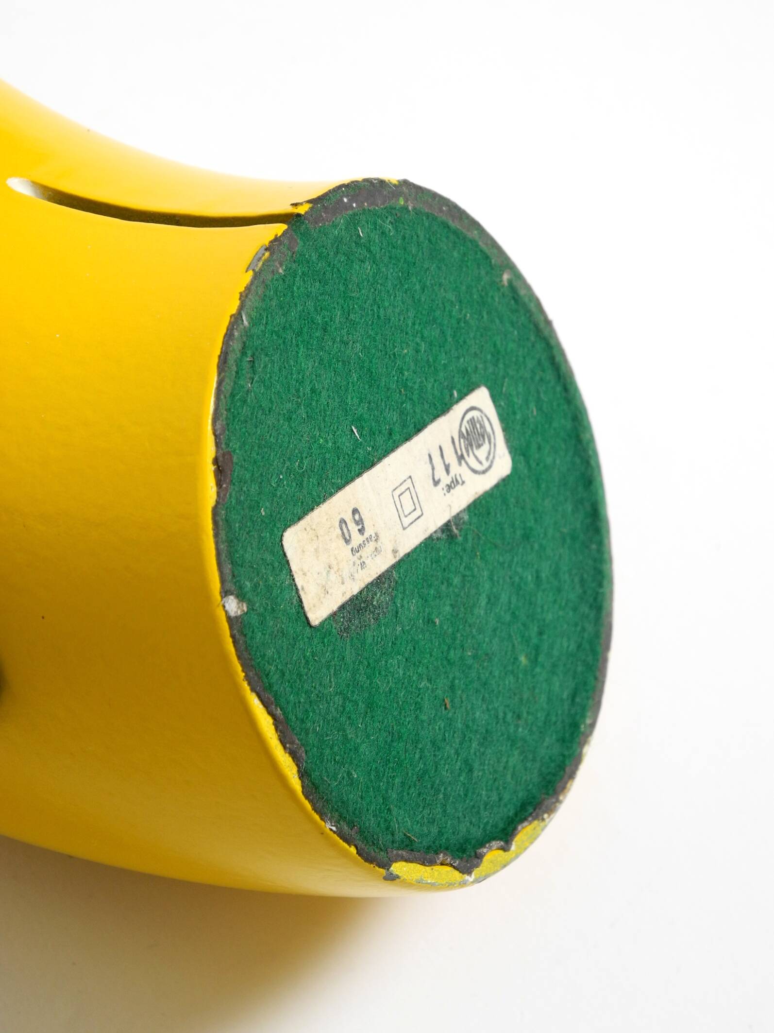 Very rare original Space Age 60s yellow table lamp made of iron by Temde