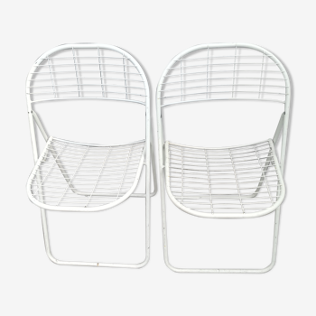 Duo de chaises pliantes en métal blanc