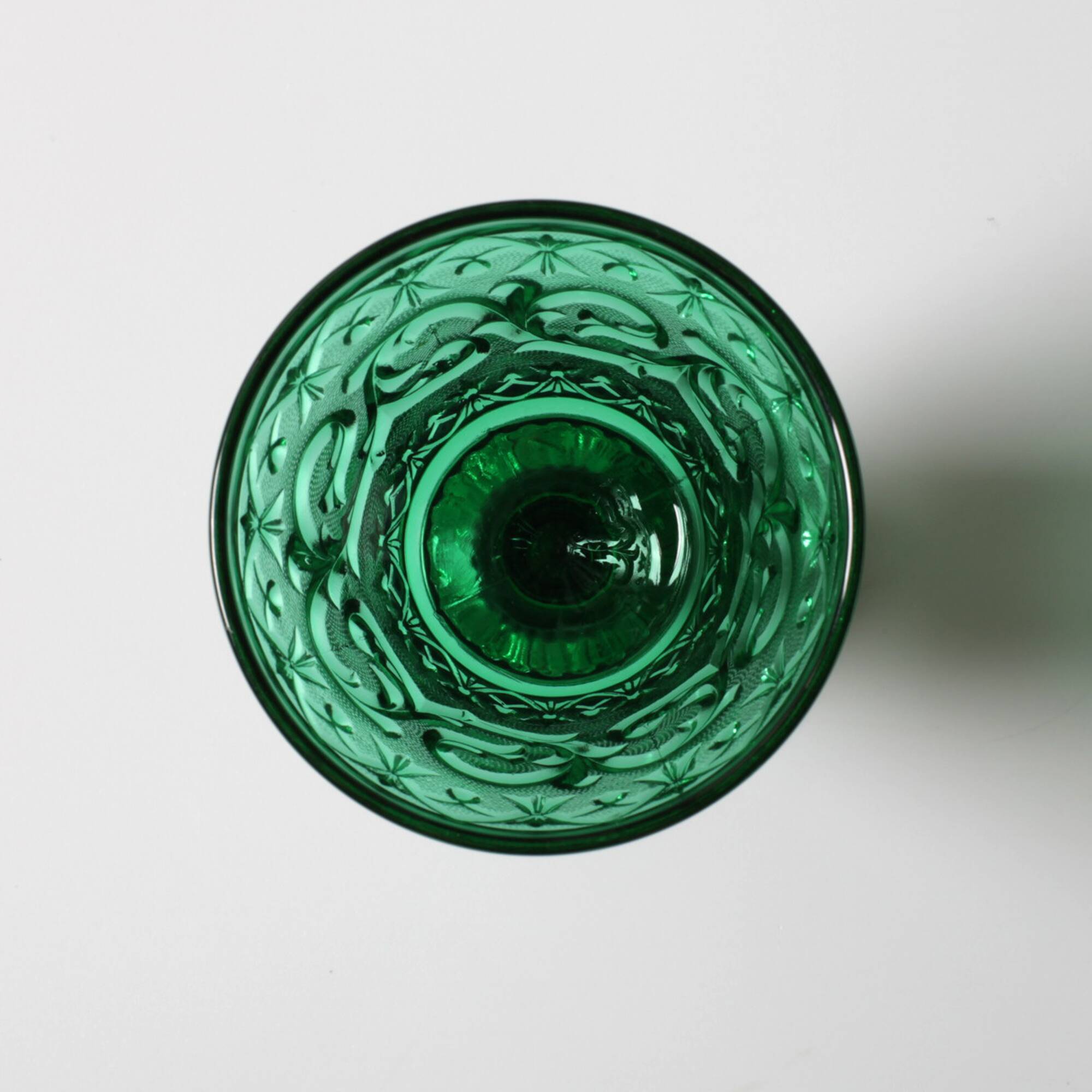 Vintage Green Stem Glass Arabesque / Wine Goblet Baccarat / France / 1840s