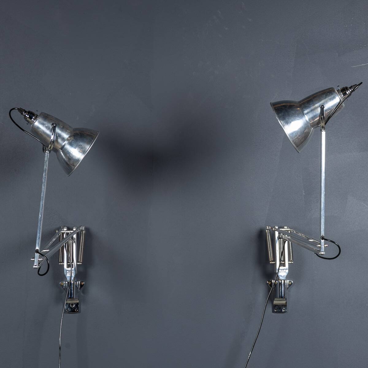 Vintage 20thc pair of original english angle poise wall mounted lamps c1970