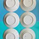Lot 6 assiettes creuses GDA blanche bord doré années 50