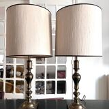 pair of american brass lamps