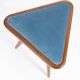 Set of two triangular stools in blue and white velvet from the 20th century.