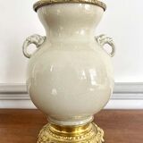 Vase and lamp foot in Chinese porcelain enamelled white cracked ivory - Qing - China XIXth