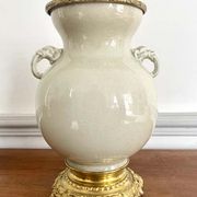 Vase and lamp foot in Chinese porcelain enamelled white cracked ivory - Qing - China XIXth