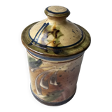 Covered stoneware ceramic pot - Signed Monogram BV (signature to be identified)