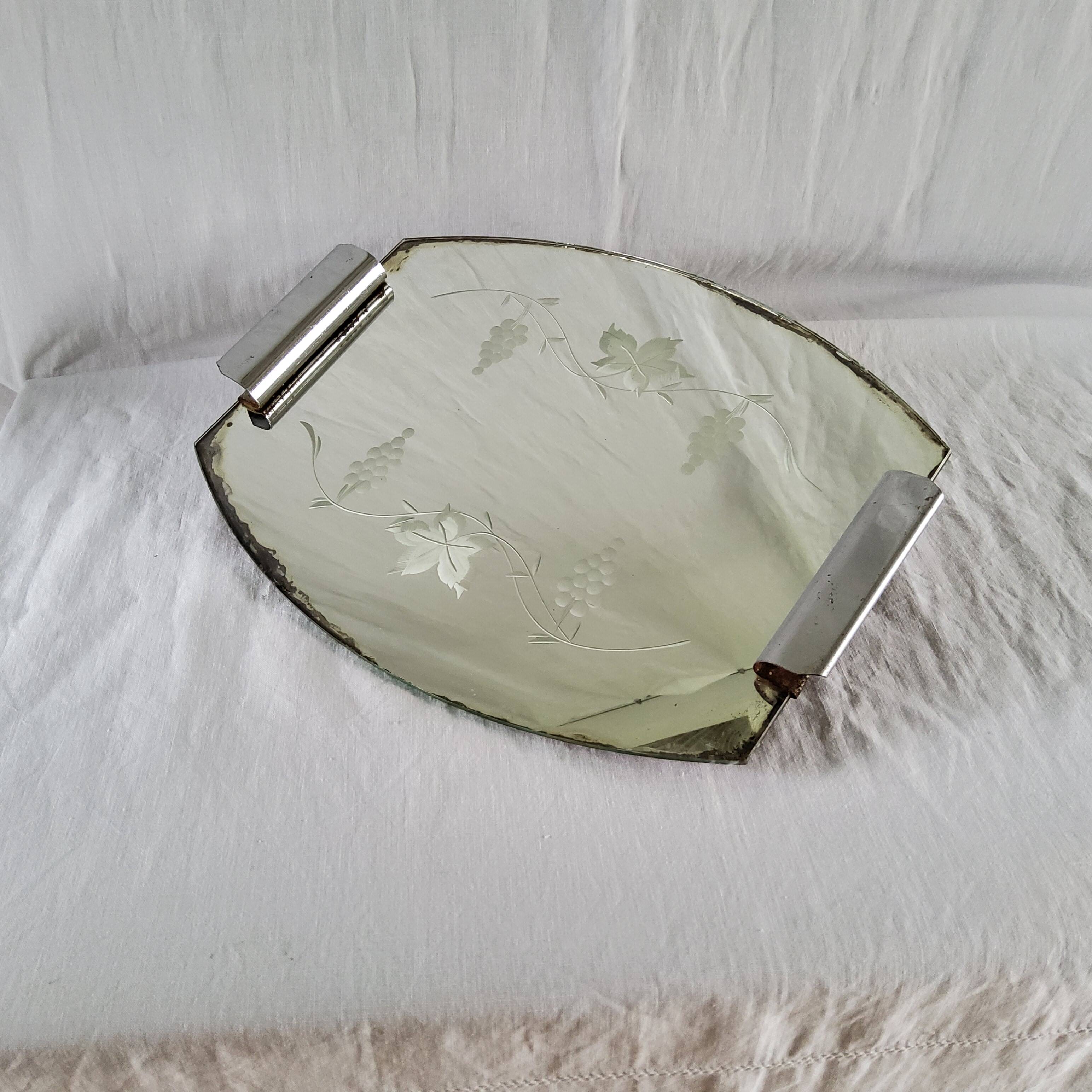 Plateau miroir gravé