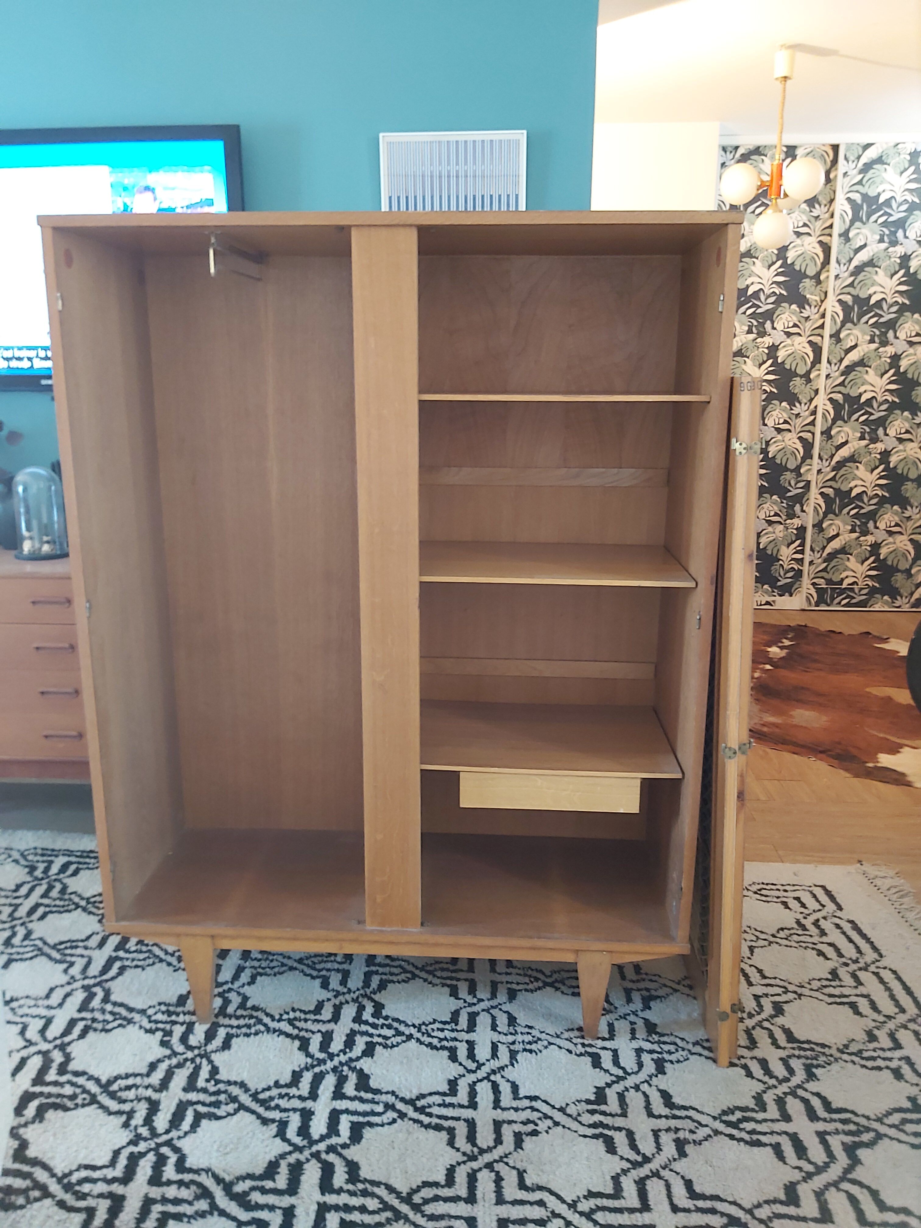 Vintage wooden and rattan cabinet