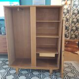 Vintage wooden and rattan cabinet