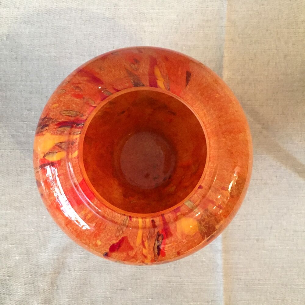 Vase dans les tons orange beige marron de la verrerie de la Rochere