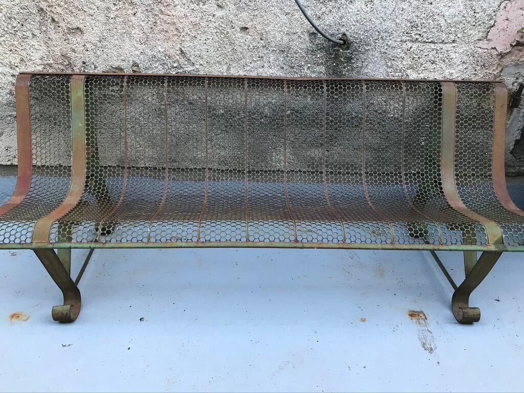 Garden bench perforated metal René Malaval 1950/60