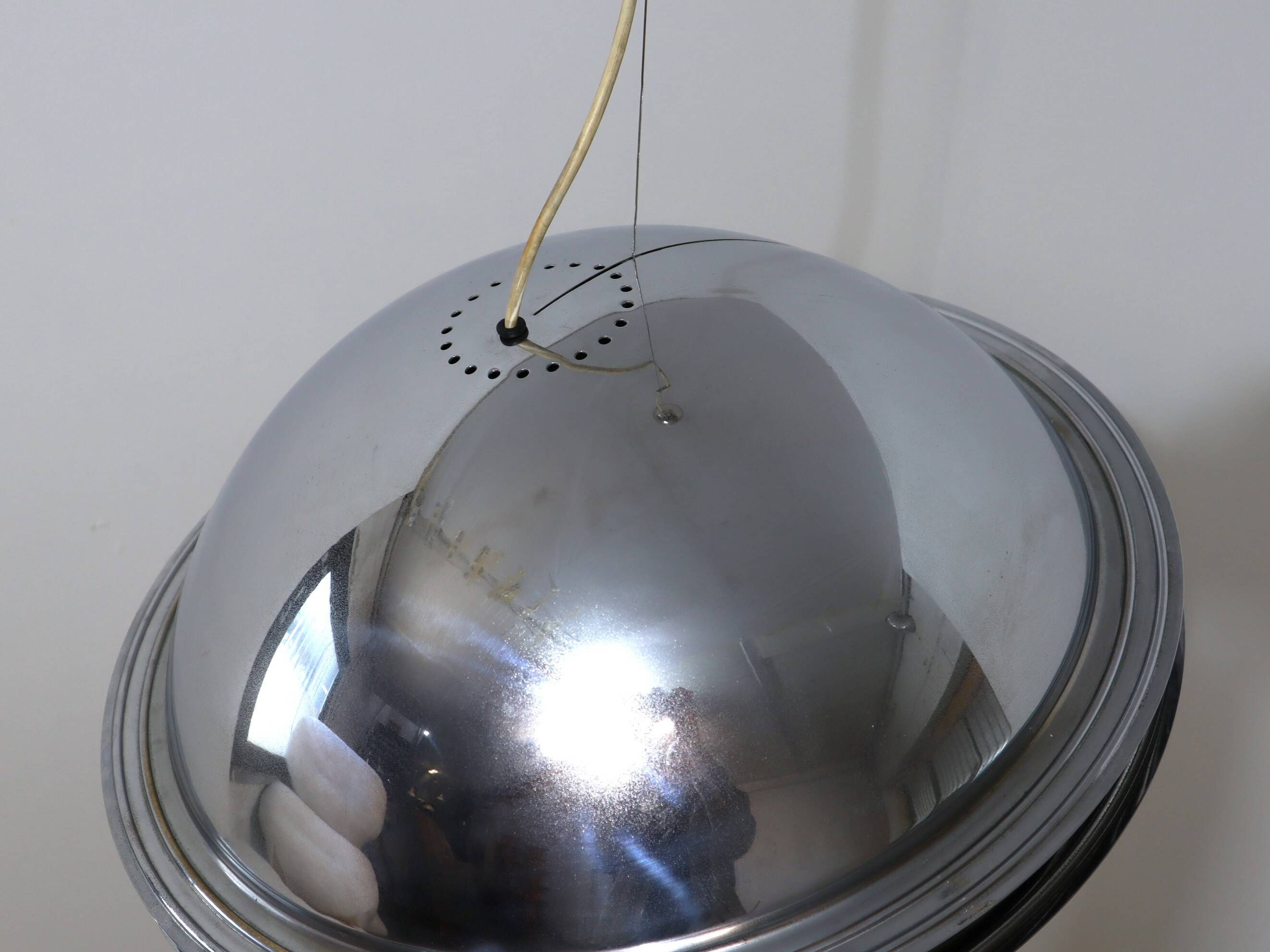 Vintage 'Vog' hanging steel lamp design by AZ Pavia, ITALY 1970s
