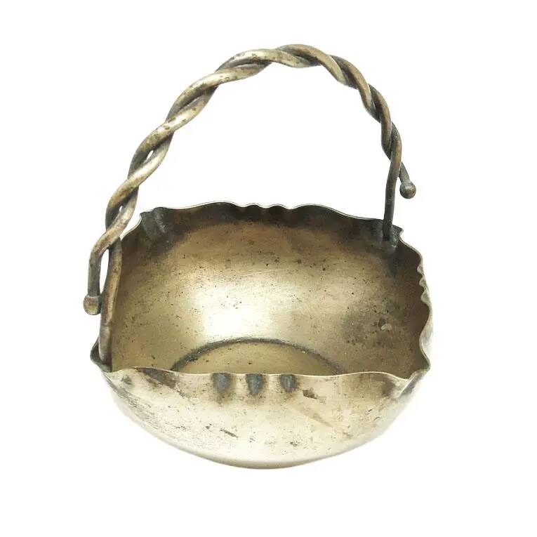 Basket sugar bowl, Art Nouveau, silver-plated brass, Norblin, Poland, early 20th century