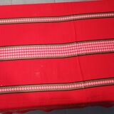 Red, white/black and green rectangular tablecloth