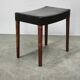 1960s Danish Modern Wood and Black Leather Stool