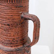 XL Mid-Century Brutalist Chamotte Vase in earthy red-brown ceramic by Spara Keramik, Germany 1960s