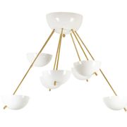 Stilnovo. Chandelier in gilded brass and white lacquered metal. Contemporary.