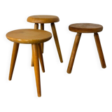 Mid-century French elm stools, 1950s, set of 3