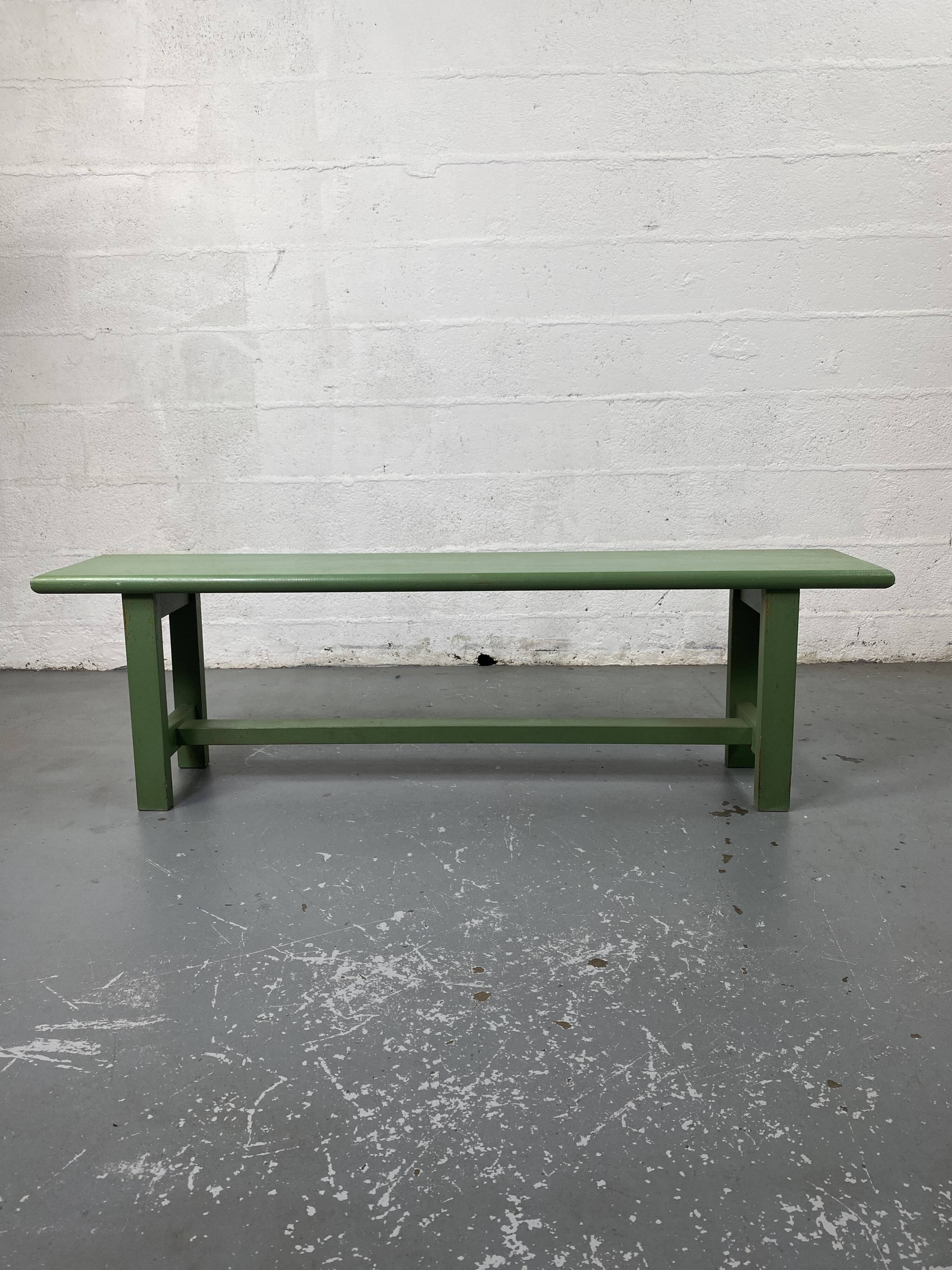 Green wooden bench