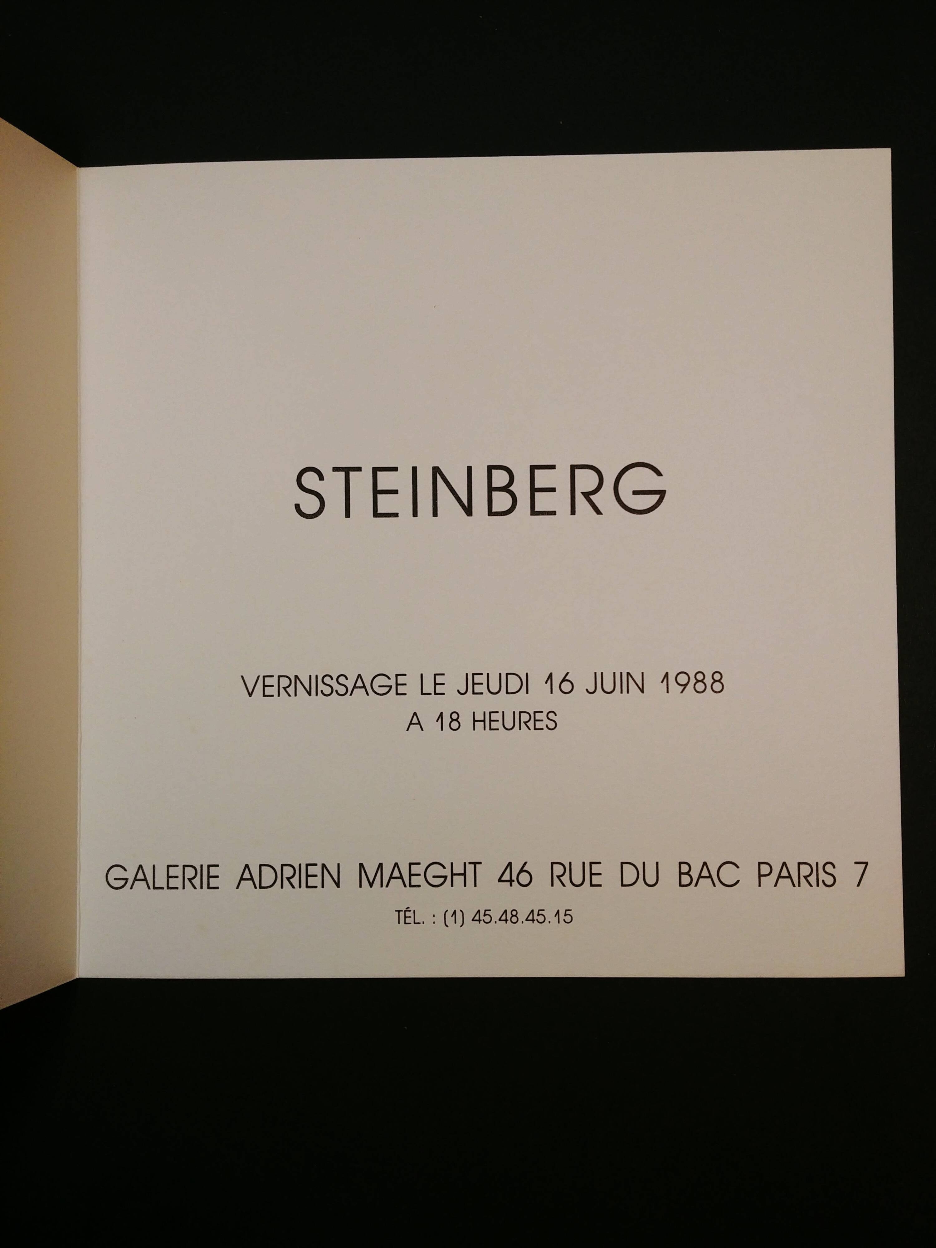 Card invitation exhibition Steinberg - 1988 - Galerie Maeght
